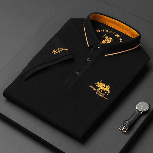2023 New Embroidered Polo Shirt Men's High-end Luxury Top Summer Casual Lapel Short Sleeve T-shirt Korean Fashion Men's